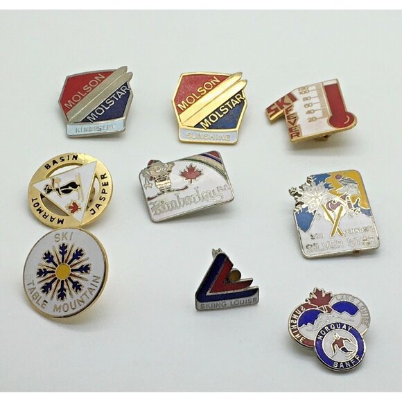 Jasper Molson Kimberly Sunshine Silver Star Lake Louise Ski 9 Collector Pins - Picture 1 of 2